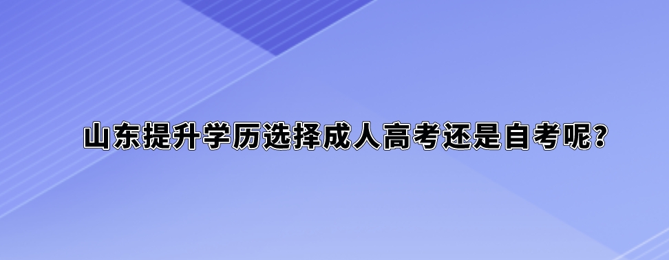 山东提升学历选择成人高考还是自考呢？