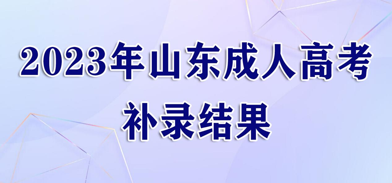 2023年山东省成人高考补录结果