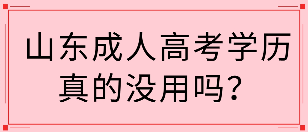 山东成人高考学历真的没用吗？