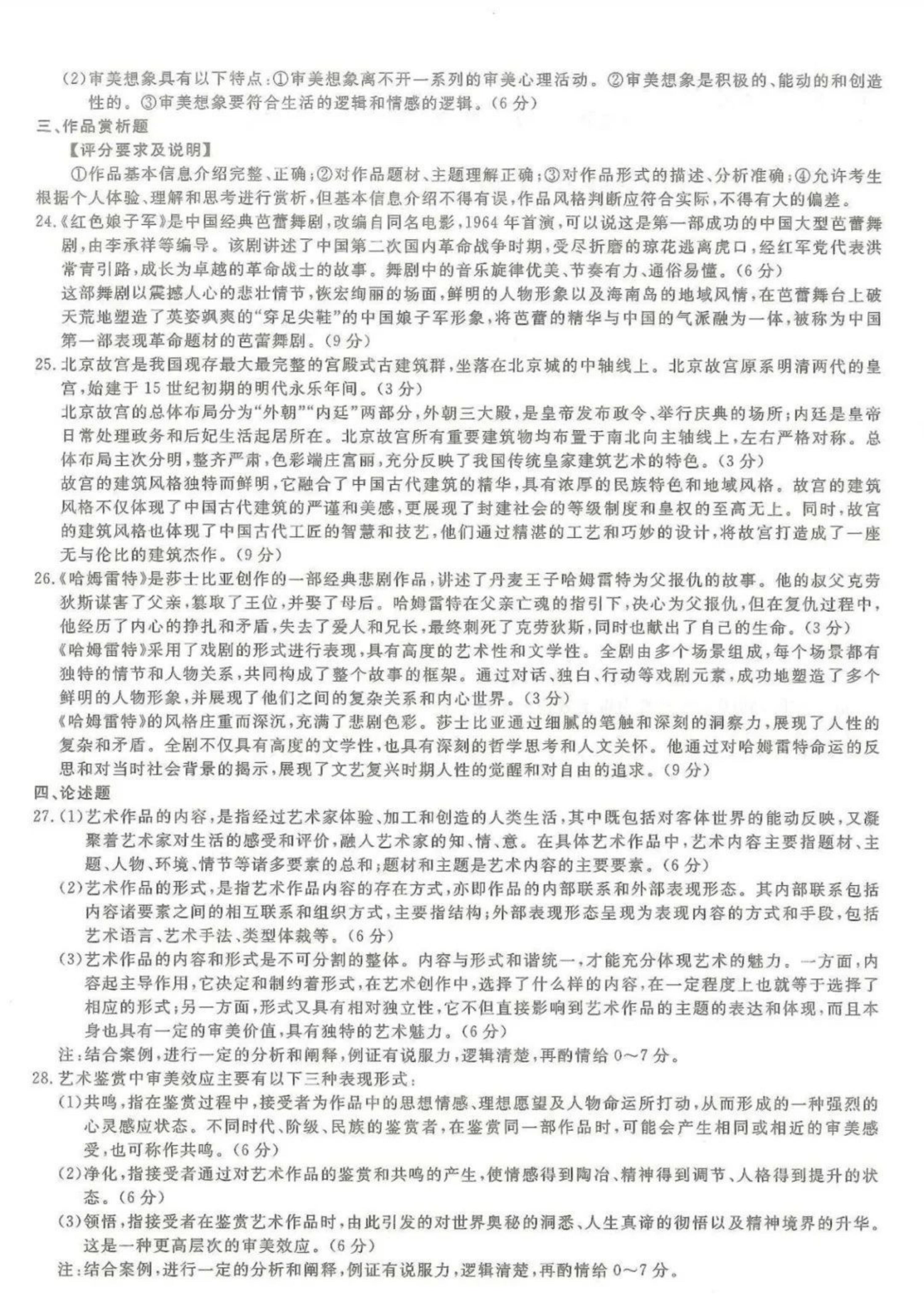 2024年山东成人高考专升本《艺术概论》真题及答案(7)