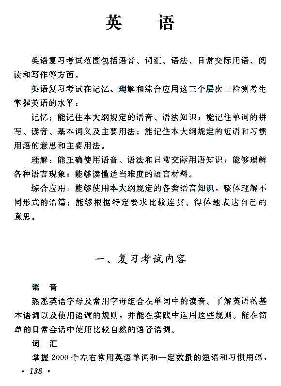 2018年山东省成考高起点《英语》考试大纲(图1)